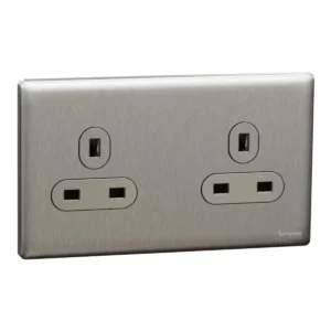 Schneider Socket outlet, Unica X, 13A, 250V, Stainless Steel ,NUXT426_SS