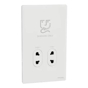 Schneider Shaver socket, Unica X, 115/230V, vertical, Painted White ,NUXT727V_PW